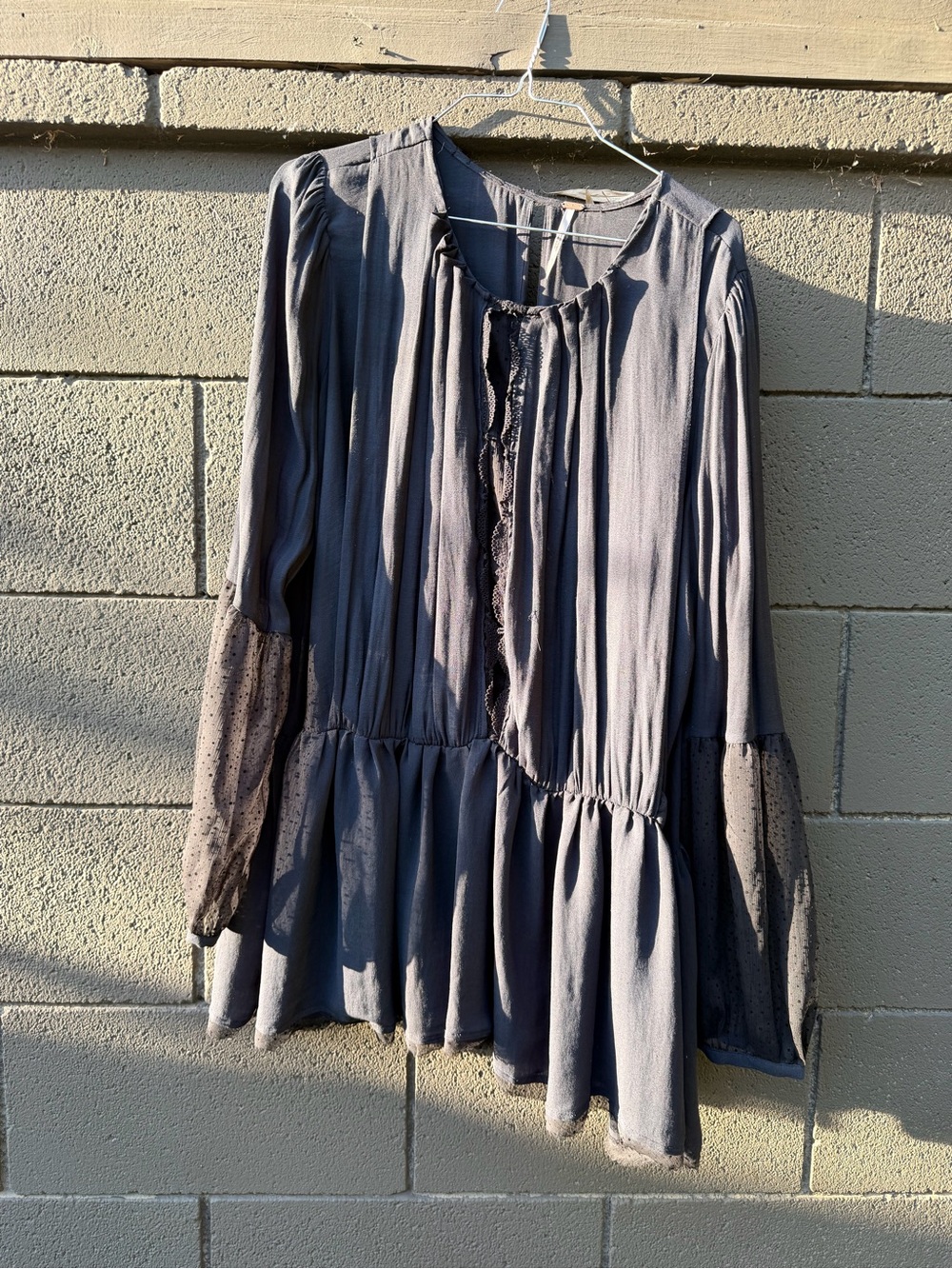 Free People Black Sleeve Peasant Dress